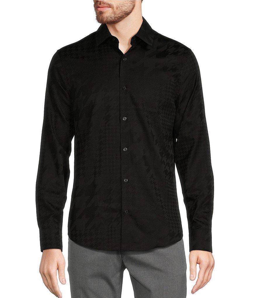 Murano Prehistoric Prep Collection Slim Fit Houndstooth Long Sleeve Woven Shirt Product Image