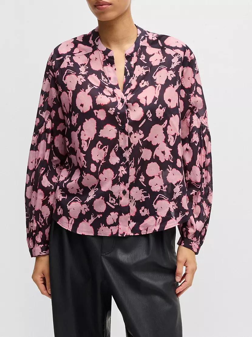 Regular-Fit Blouse in Printed Cotton Voile Product Image