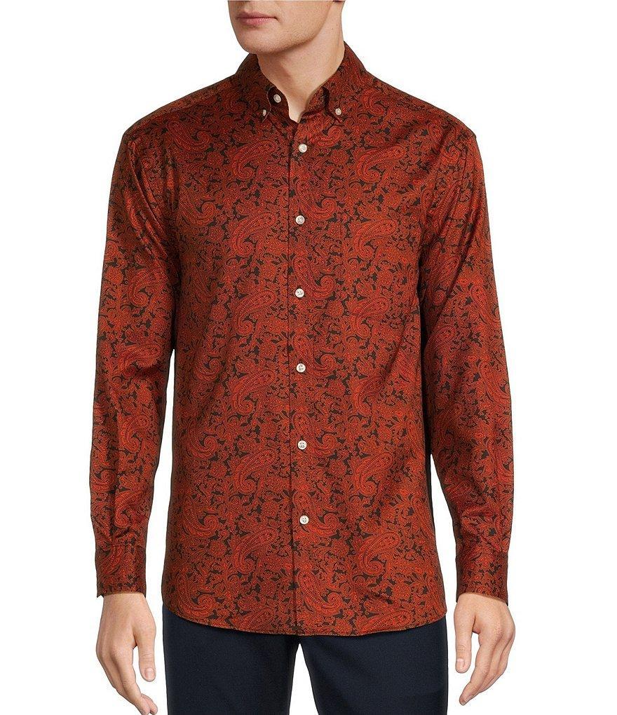 Roundtree & Yorke Long Sleeve Paisley Print Oxford Sport Shirt Product Image