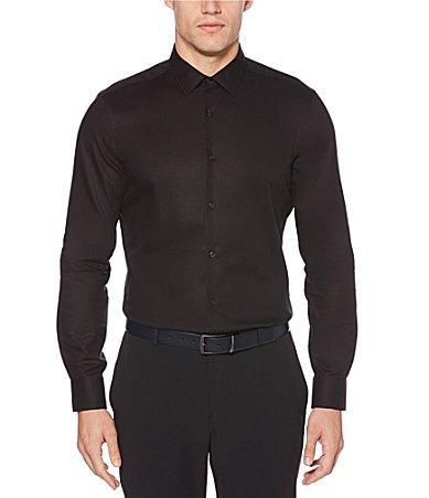 Perry Ellis Slim-Fit Solid Dobby Wrinkle-Resistant Water-Repellent Long Product Image