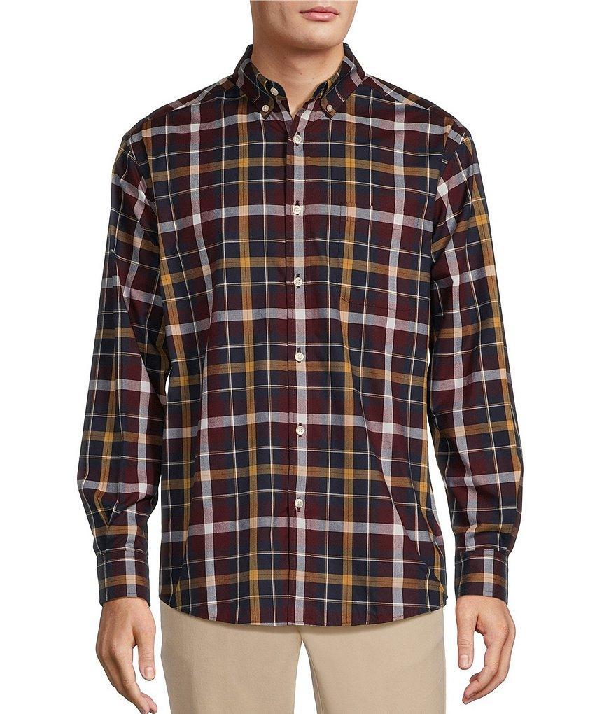 Roundtree & Yorke Long Sleeve Soft Touch Poplin Large Plaid Sport Shirt Product Image