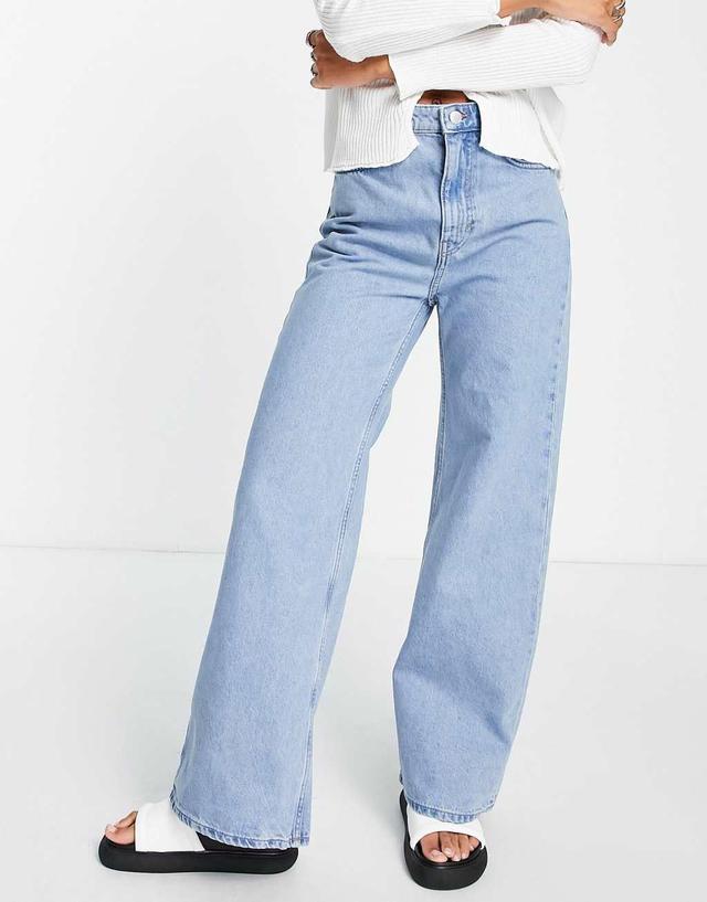 Weekday Ace high waist wide leg jeans in pool blue - MBLUE Product Image