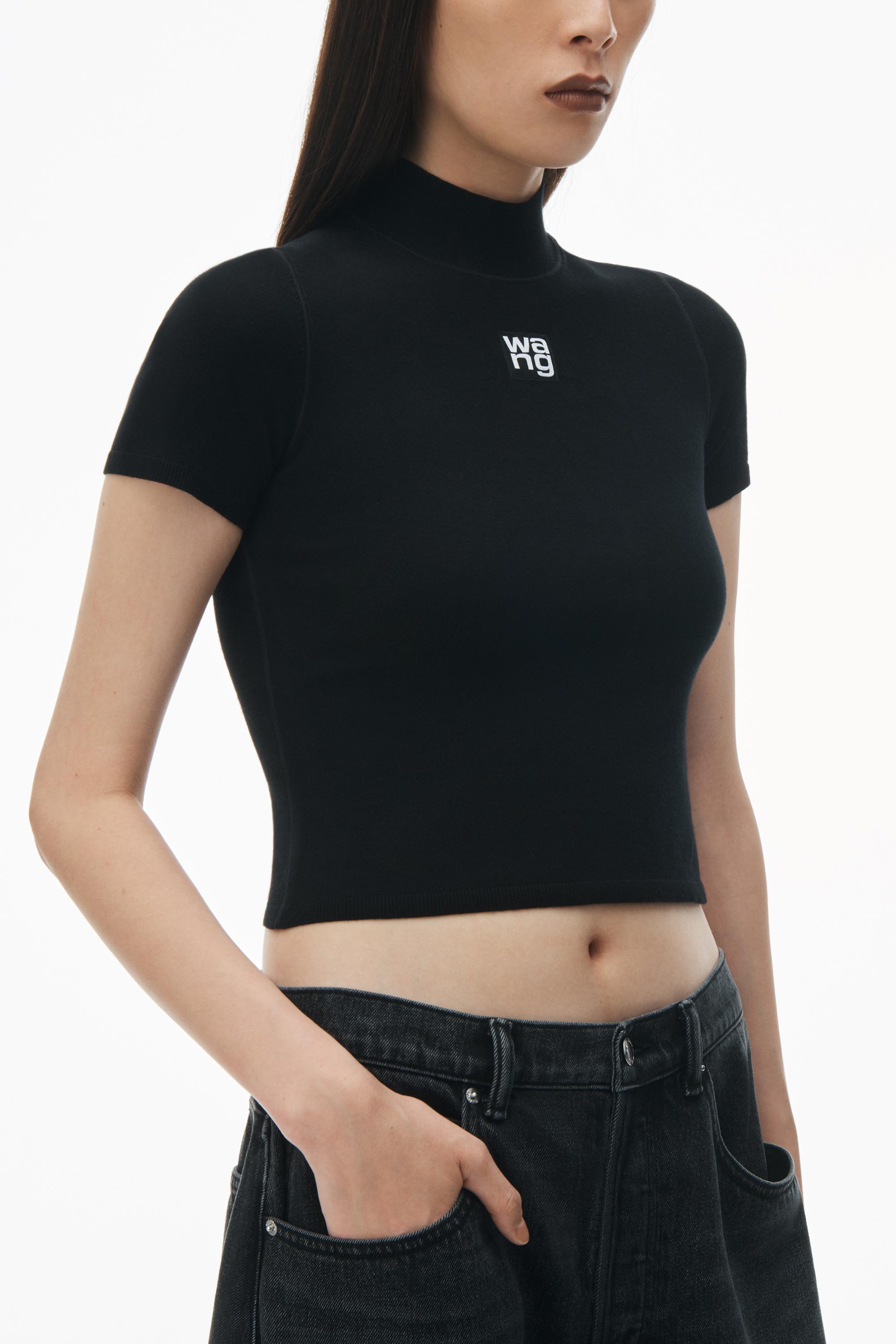 Logo Patch Mockneck Top In Bodycon Knit Product Image