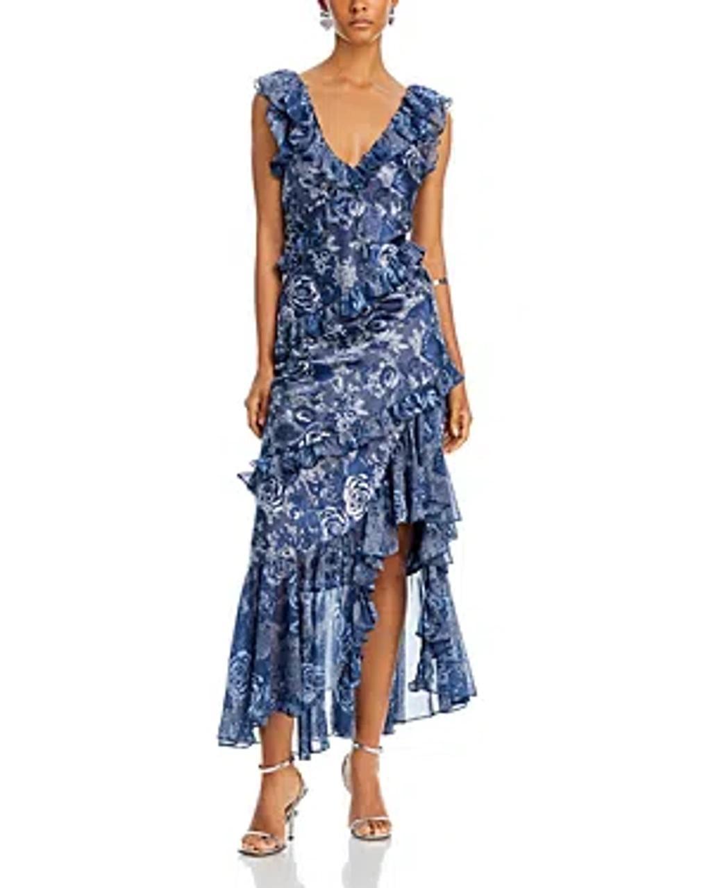 Cinq A Sept Indigo Floral Maxi Dress In Indigo Multi Product Image