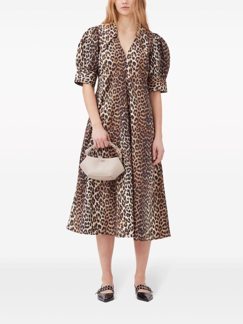 leopard-print organic cotton midi dress  Product Image