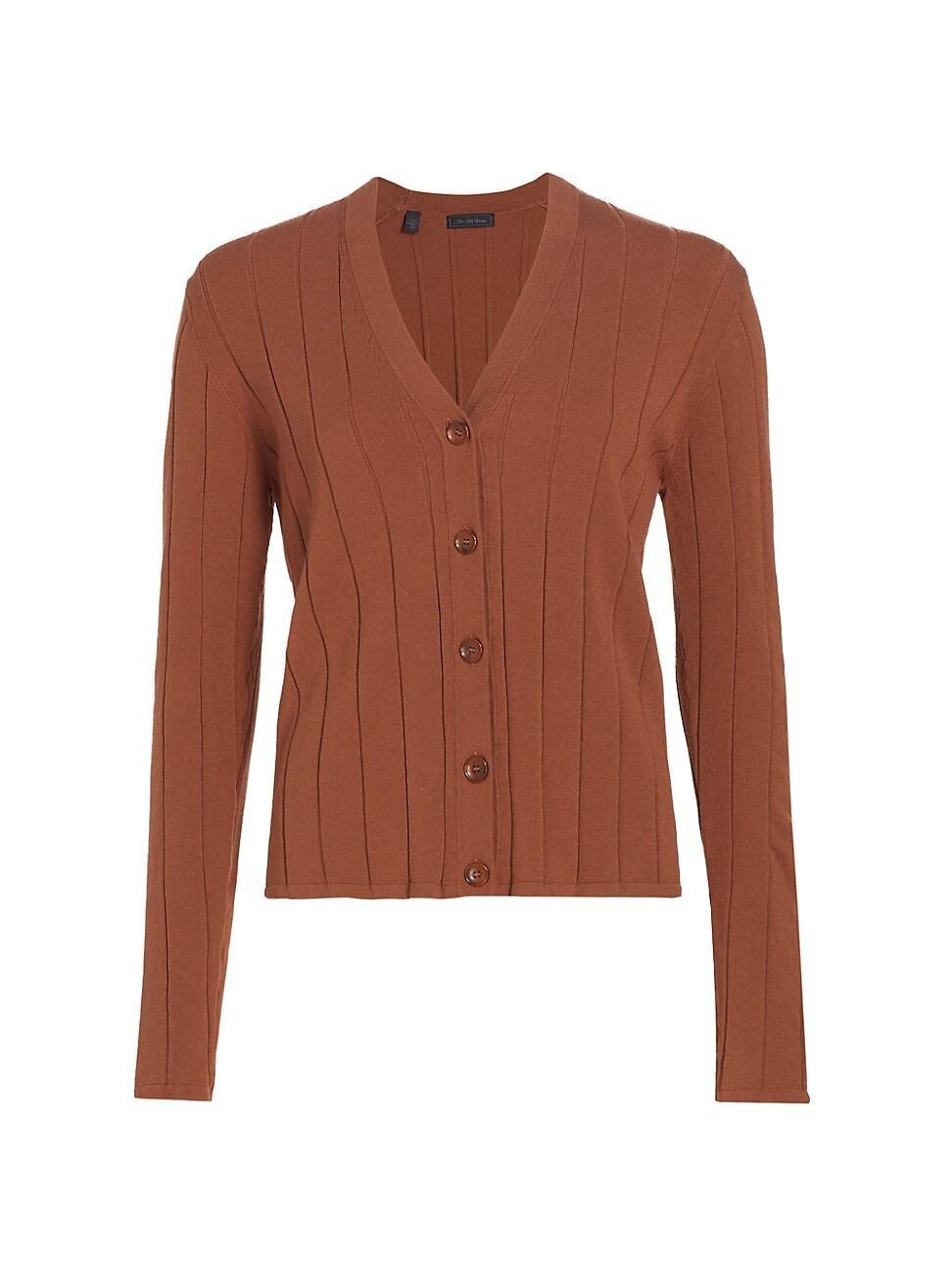 Womens Rib-Knit V-Neck Cardigan Product Image