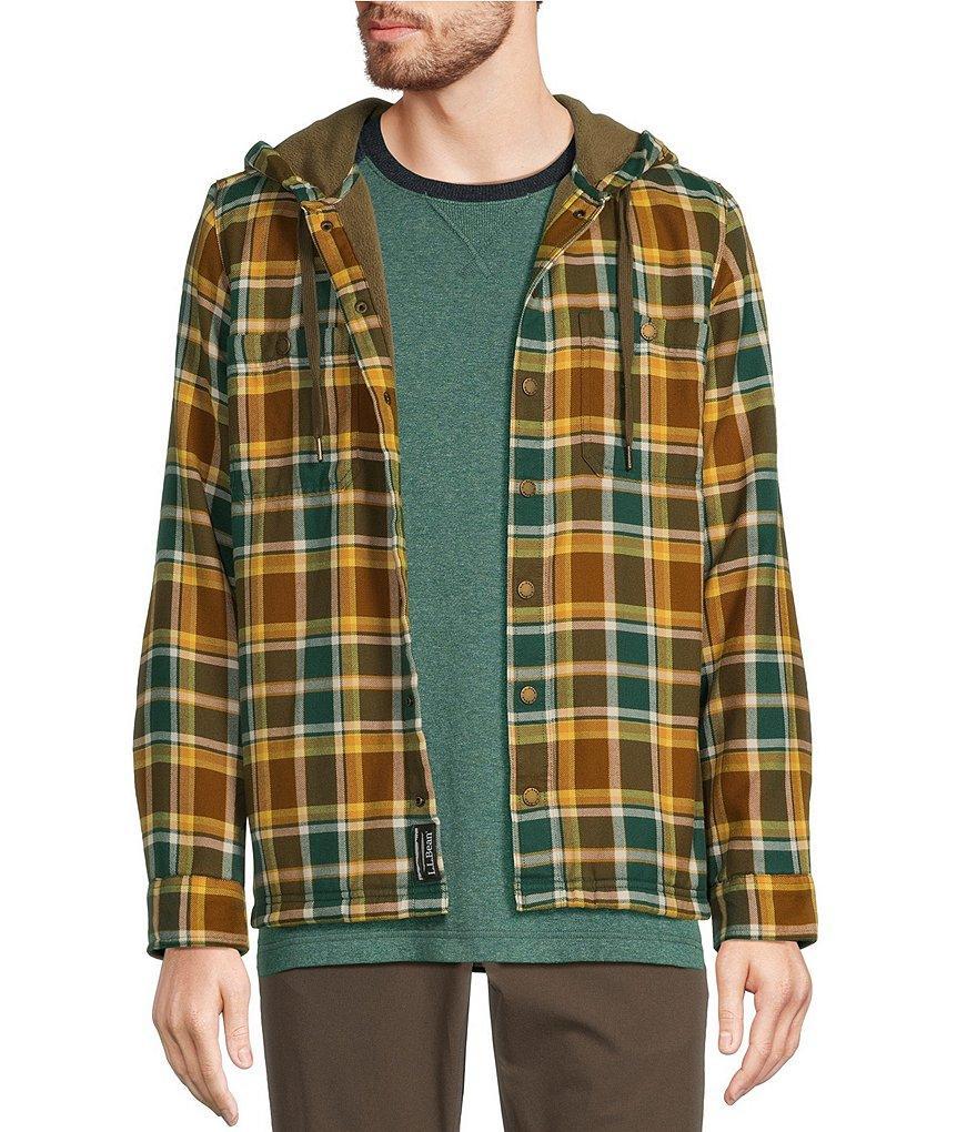 L.L.Bean Fleece-Lined Classic Flannel Snap-Front Hoodie Product Image