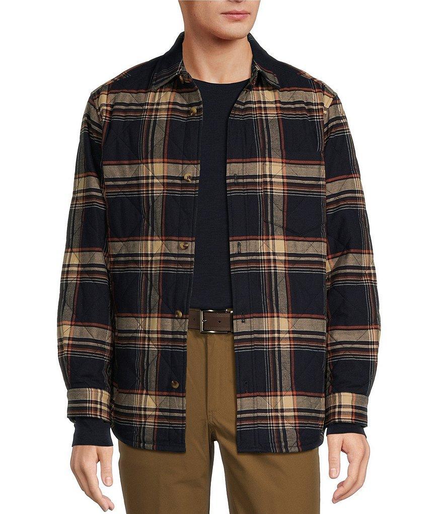 Roundtree & Yorke Long Sleeve Quilted Large Plaid Shirt Jacket Product Image