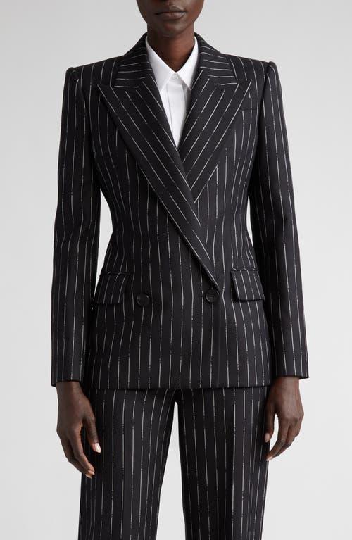 Alexander McQueen Chalk Stripe Double Breasted Wool Blazer Product Image