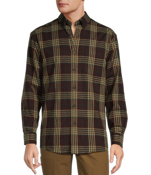 Roundtree & Yorke Long Sleeve Dark Large Plaid Portuguese Flannel Sport Shirt Product Image