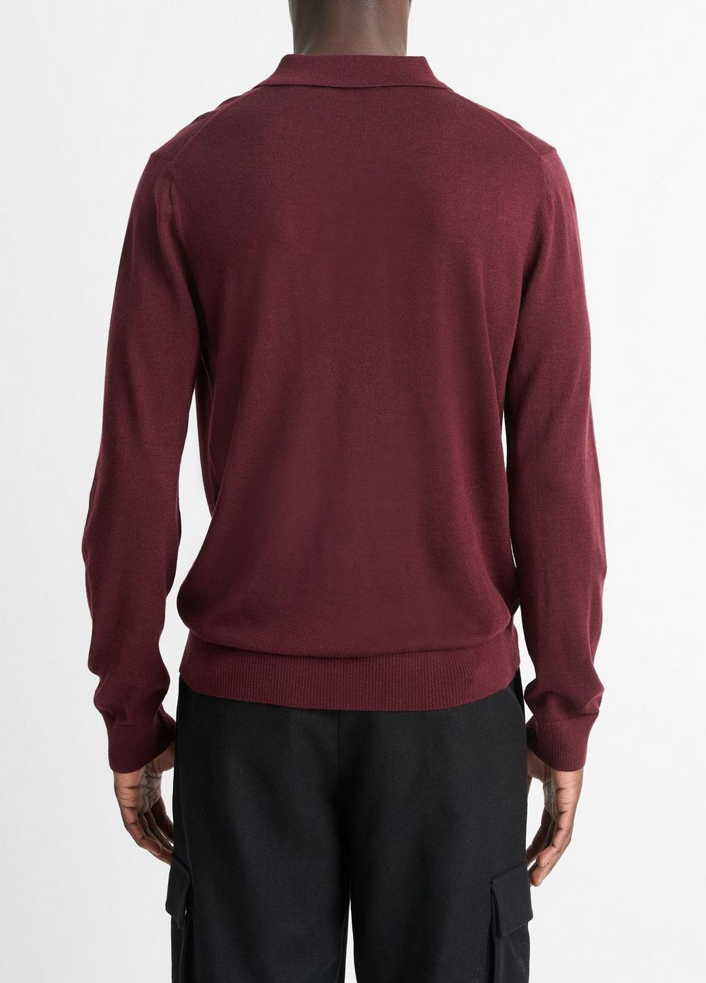 Wool Long-Sleeve Polo Sweater Product Image