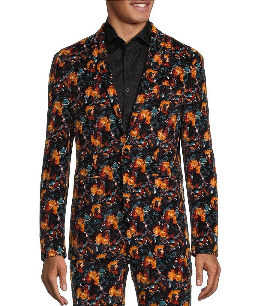 Murano Ancient Renaissance Collection Slim Fit Floral Print Corduroy Suit Separates Blazer Product Image