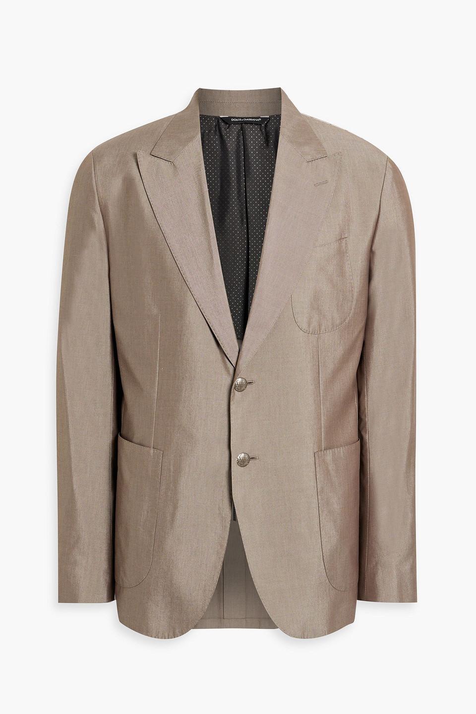 Cotton And Silk-blend Blazer In Mushroom Product Image