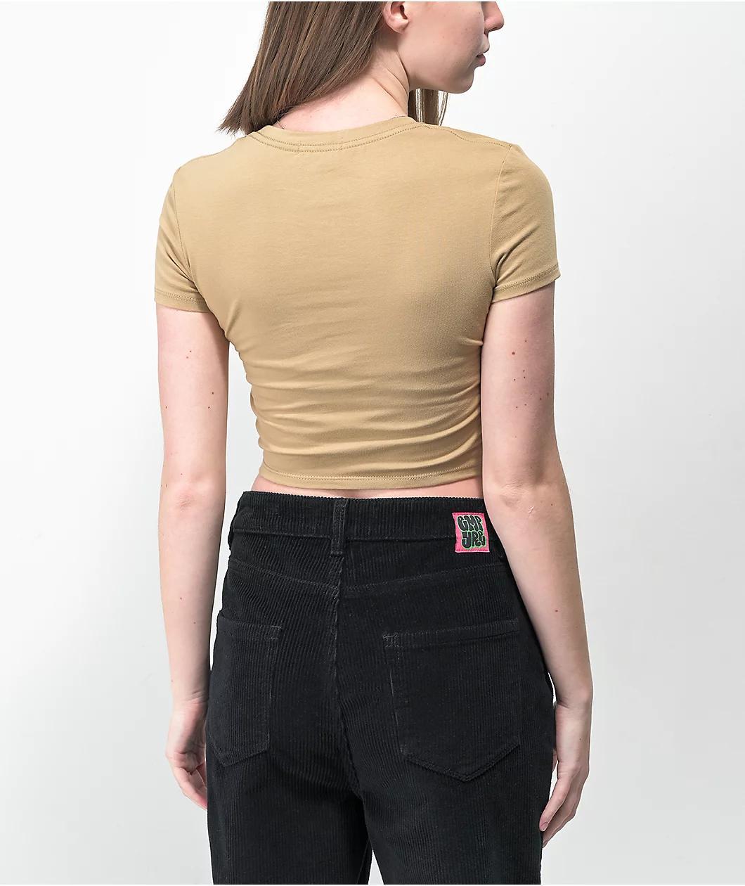 Empyre Amina Khaki Crop T-Shirt Product Image