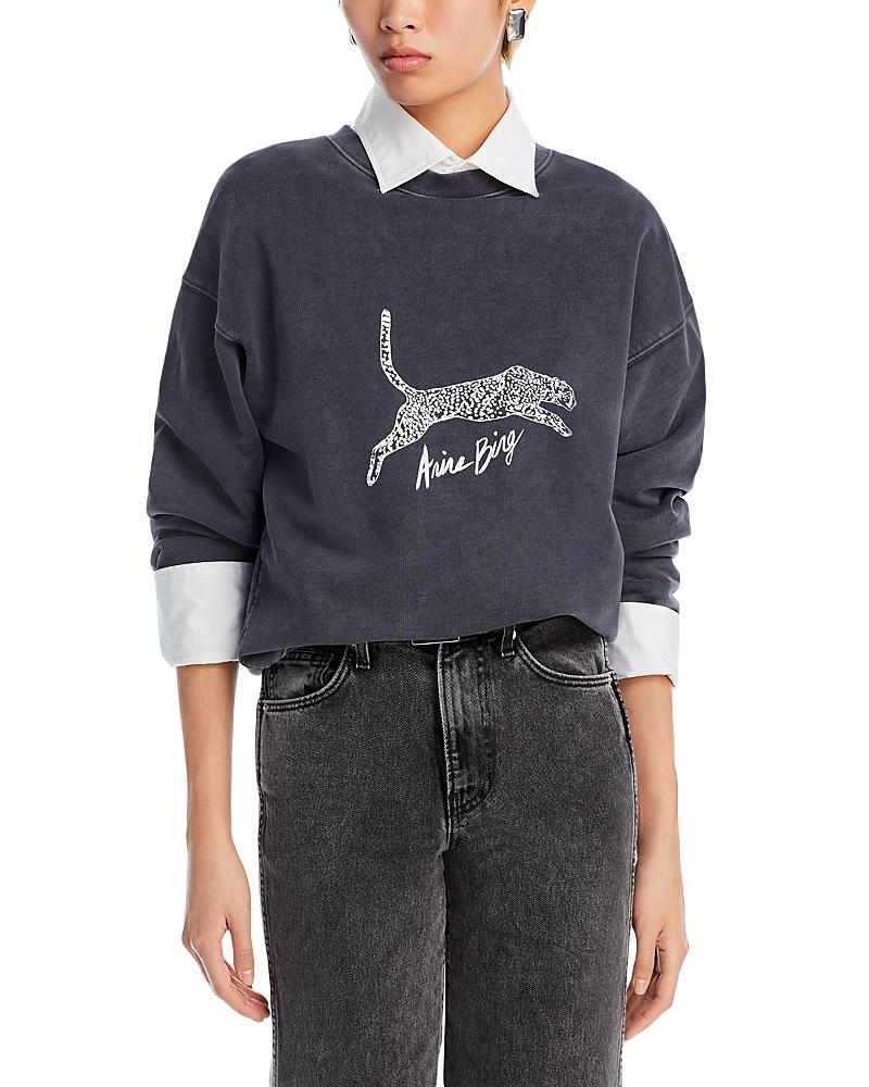 Anine Bing Spencer Cotton Crewneck Sweatshirt Product Image