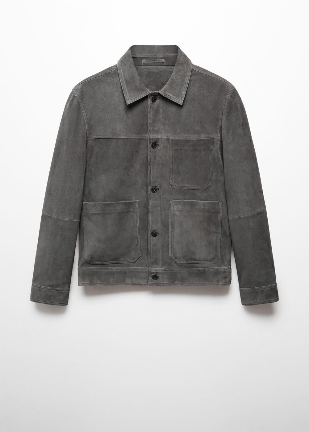 MANGO MAN - 100% leather jacket with pockets greyMen Product Image