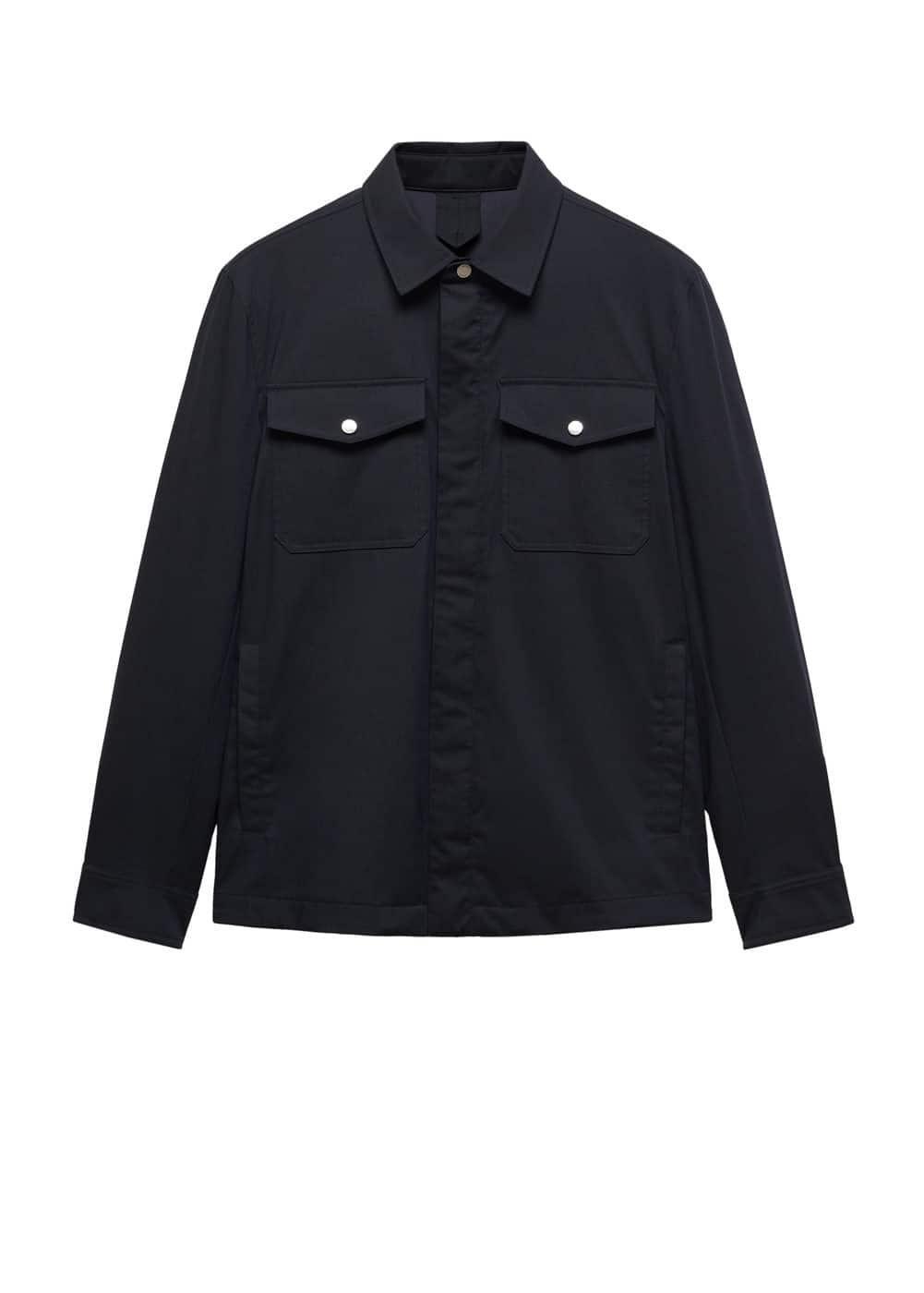 MANGO MAN - Water-repellent overshirt with pockets dark navyMen Product Image