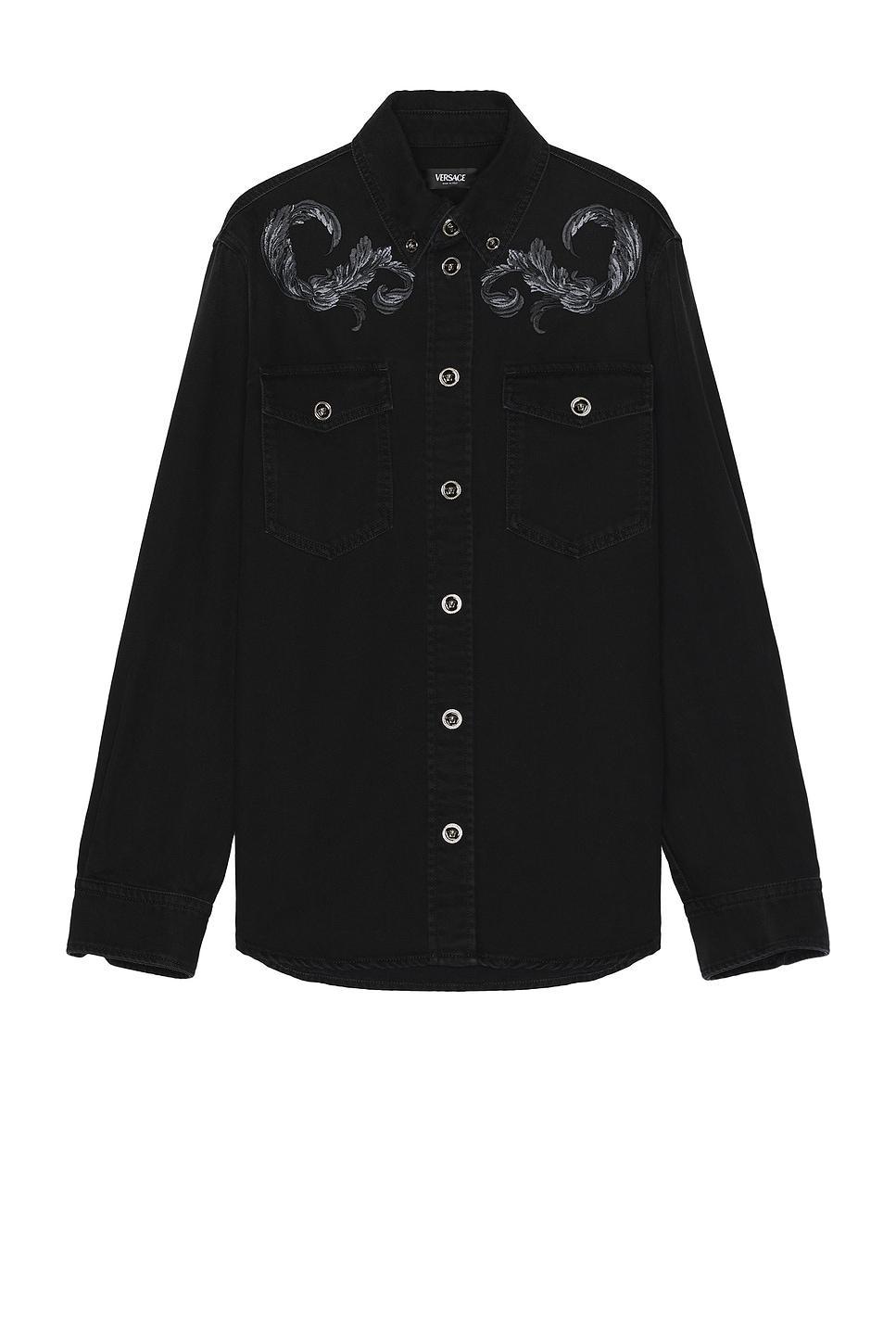 VERSACE Denim Shirt Black. (also in 46, 48). Product Image