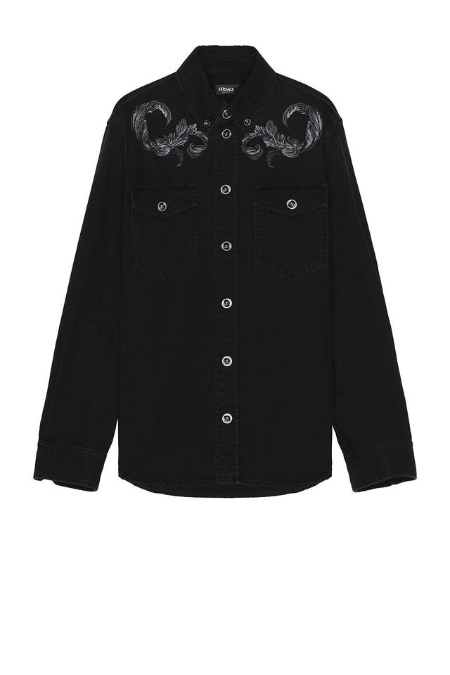 VERSACE Denim Shirt Black. (also in 46, 48, 50). Product Image