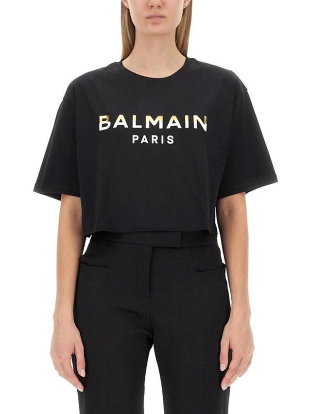 Logo Printed Cropped T In Black Product Image