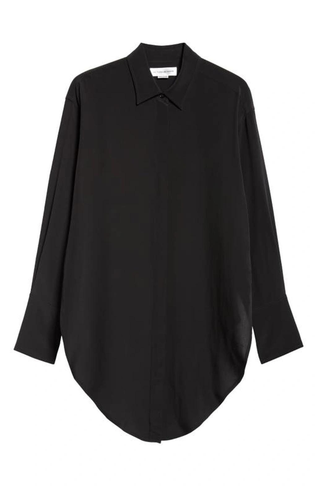 VICTORIA BECKHAM Wrap Front Silk Shirt In Black Product Image