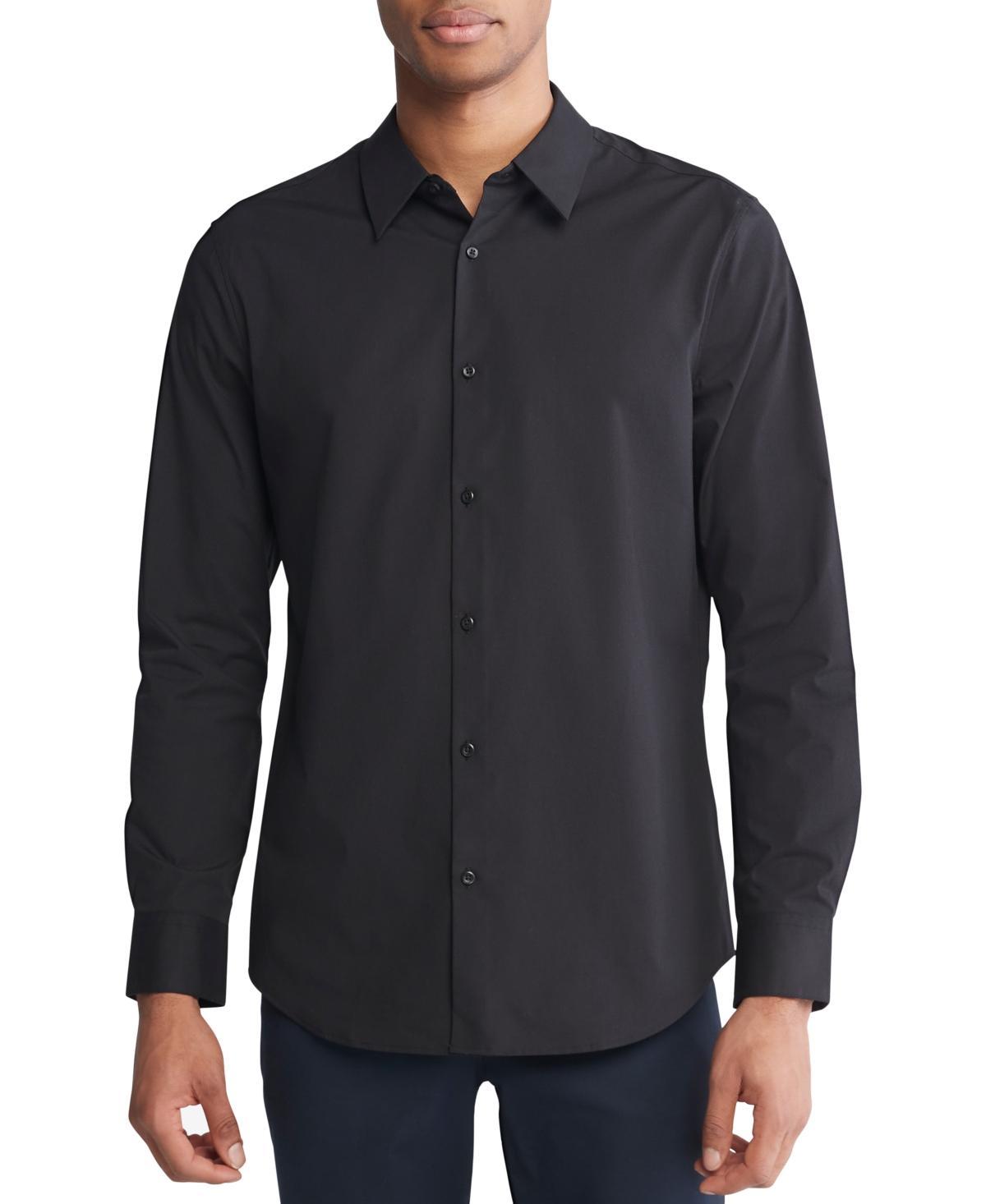 Calvin Klein Mens Slim Fit Long Sleeve Solid Button-Front Shirt Product Image