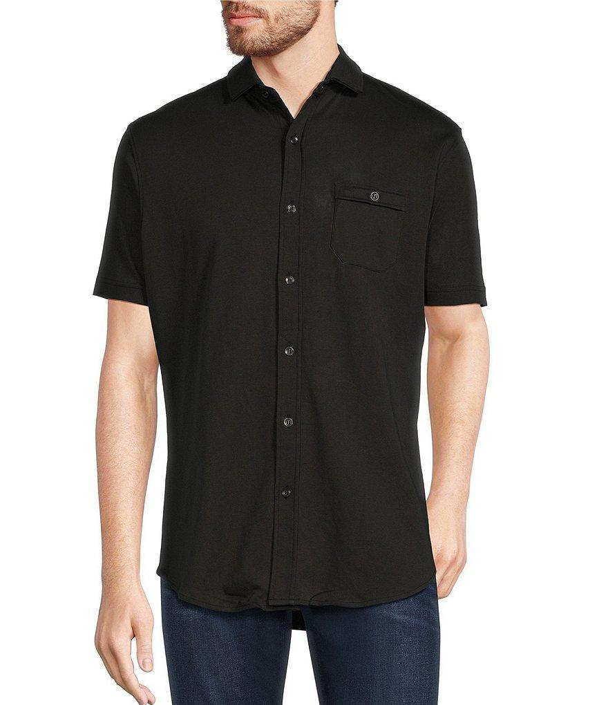 Murano Liquid Luxury Slim Fit Spread Collar Short Sleeve Coatfront Shirt Product Image