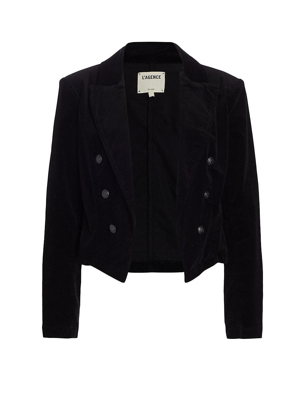 Womens Wayne Velvet Cropped Double-Breasted Jacket Product Image