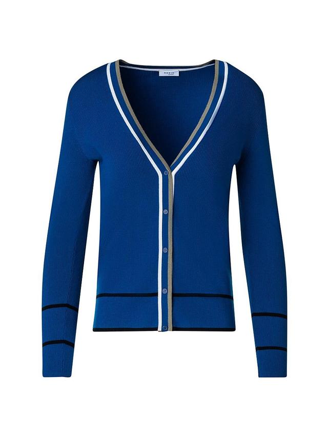 Womens Rib-Knit Wool-Blend V-neck Cardigan Product Image