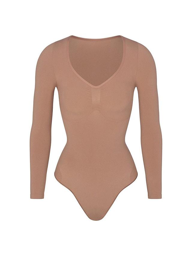 Womens Seamless Sculpt Long-Sleeve Thong Bodysuit Product Image