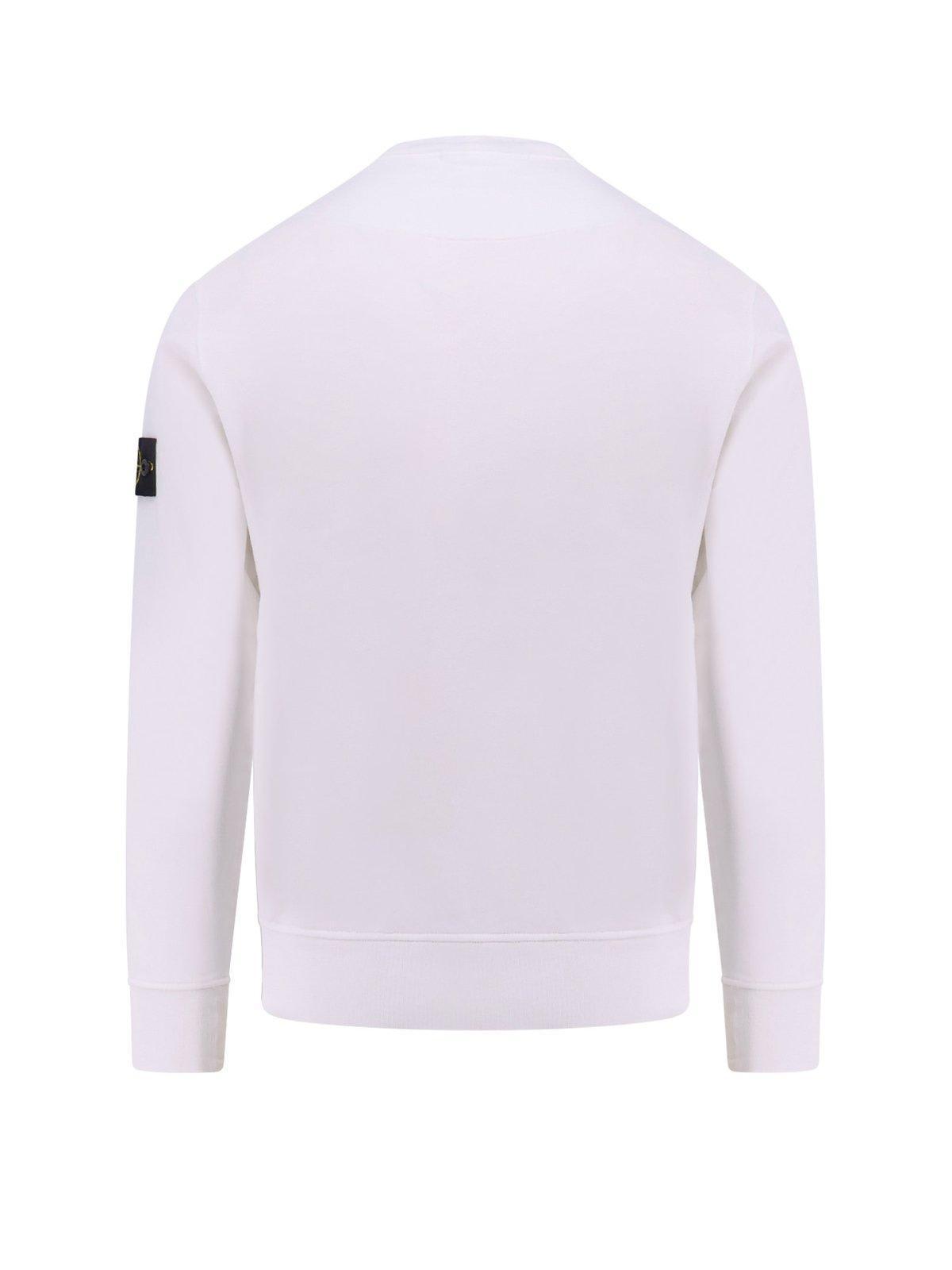 STONE ISLAND Compass Patch Crewneck Sweatshirt In White Product Image