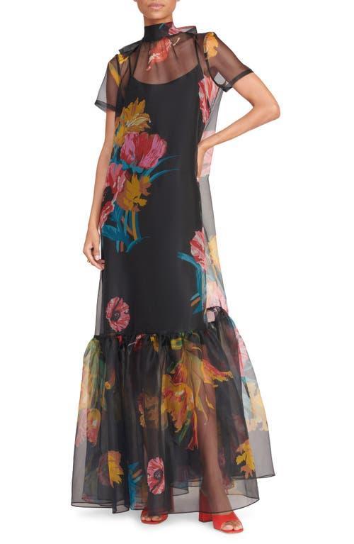 STAUD Calluna Floral Ruffle Hem Organza Gown Product Image