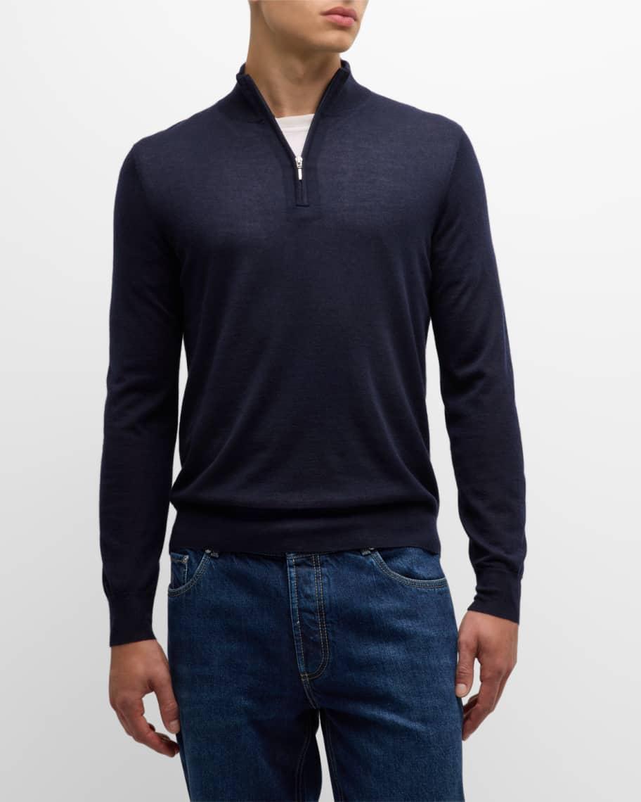 Men's Cashmere-Silk Quarter-Zip Sweater Product Image