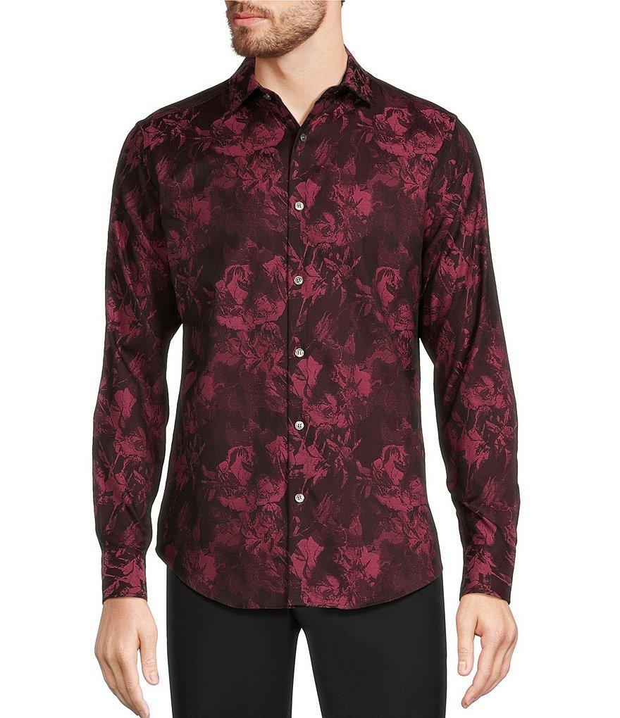 Murano Slim Fit Jacquard Long Sleeve Woven Shirt Product Image