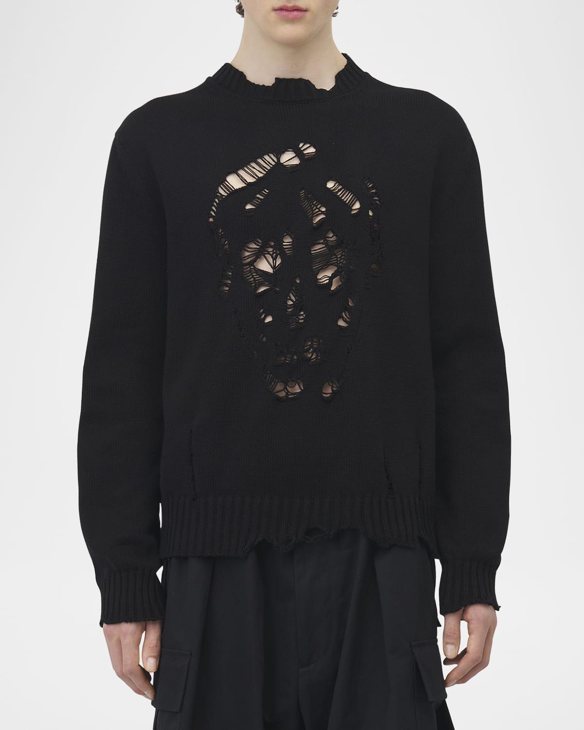 Men's Distressed Skull Sweater Product Image