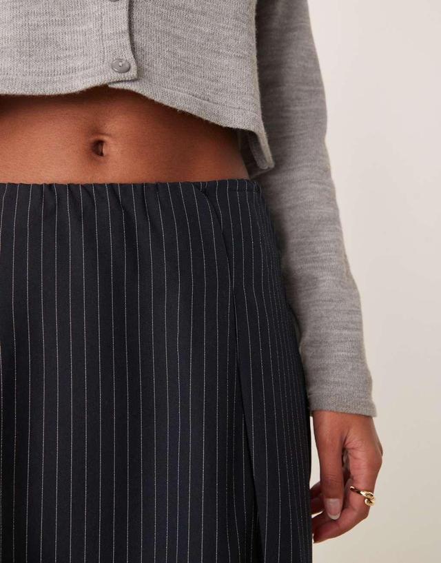 Miss Selfridge pinstripe pleated skirt in navy Product Image