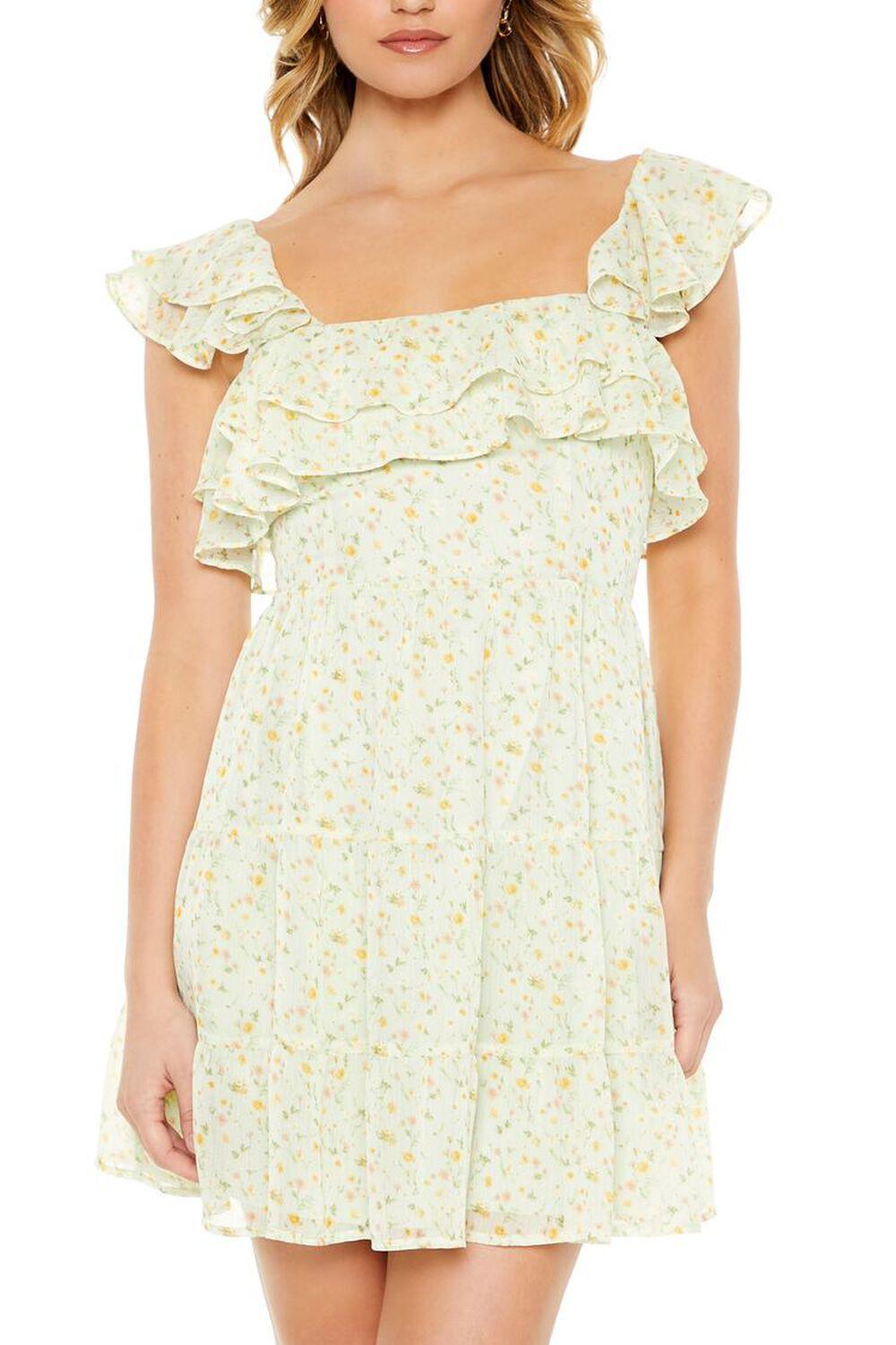 Ditsy Floral Ruffle Mini Dress | Forever 21 Product Image