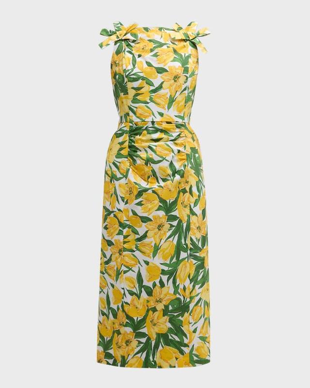 Floral Print Midi Dress with Bow Details Product Image