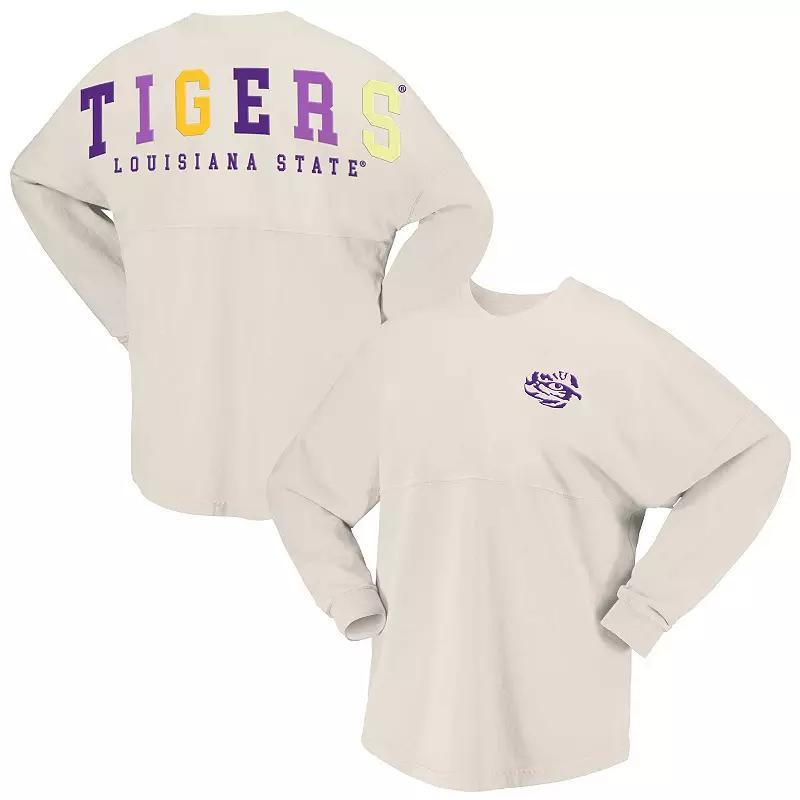 Womens Spirit Jersey Tan LSU Tigers Rainbow Arch Long Sleeve T-Shirt Product Image