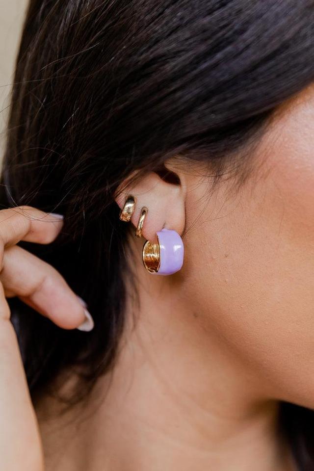 Vibrant Vibes Purple Huggie Earrings FINAL SALE Product Image