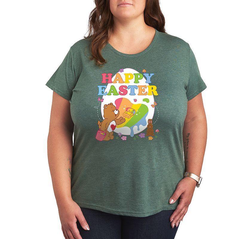 Plus Care Bears Happy Easter Egg Graphic Tee, Womens Grey Gray Product Image