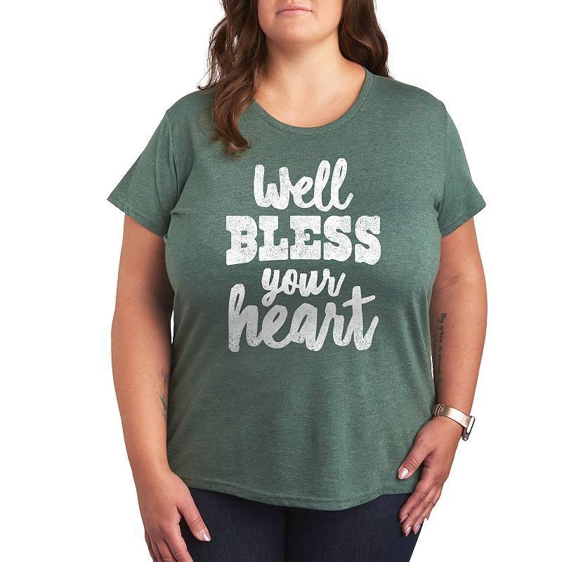 Plus Well Bless Your Heart Graphic Tee, Womens Dark Grey Product Image