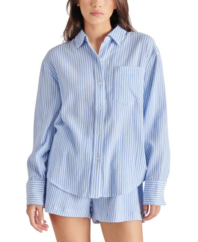 Steve Madden Womens Juna Cotton Striped Collar Shirt Product Image