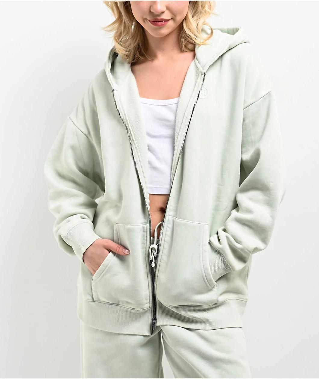 Ninth Hall Fundamentals Meena Pale Aqua Wash Oversized Zip Hoodie Product Image