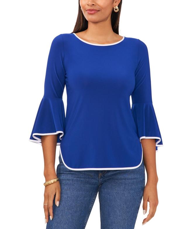 Sam & Jess Petite Contrast-Trim Bell-Sleeve Top Product Image