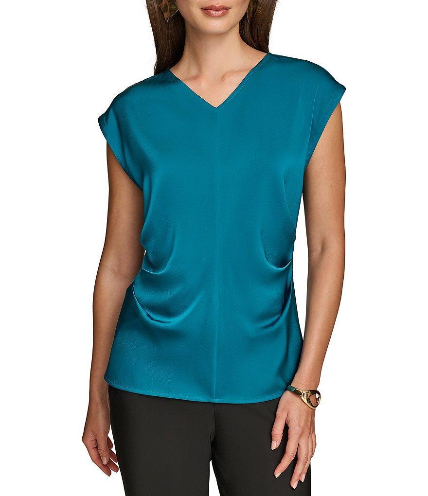 Donna Karan Crew Neck Cap Sleeve Top Product Image