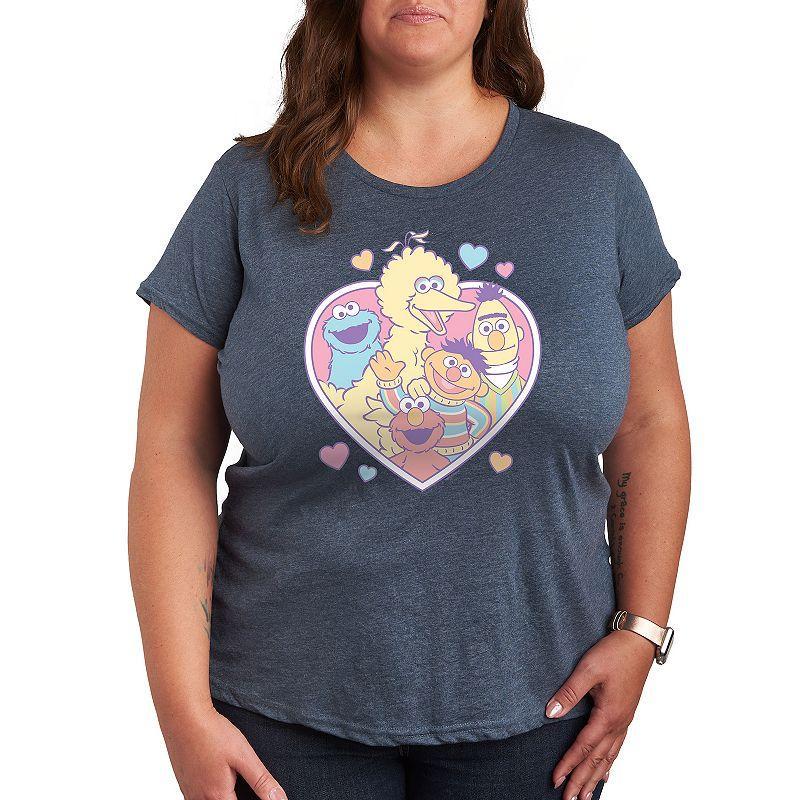 Plus Sesame Stree Group Heart Graphic Tee, Womens Product Image