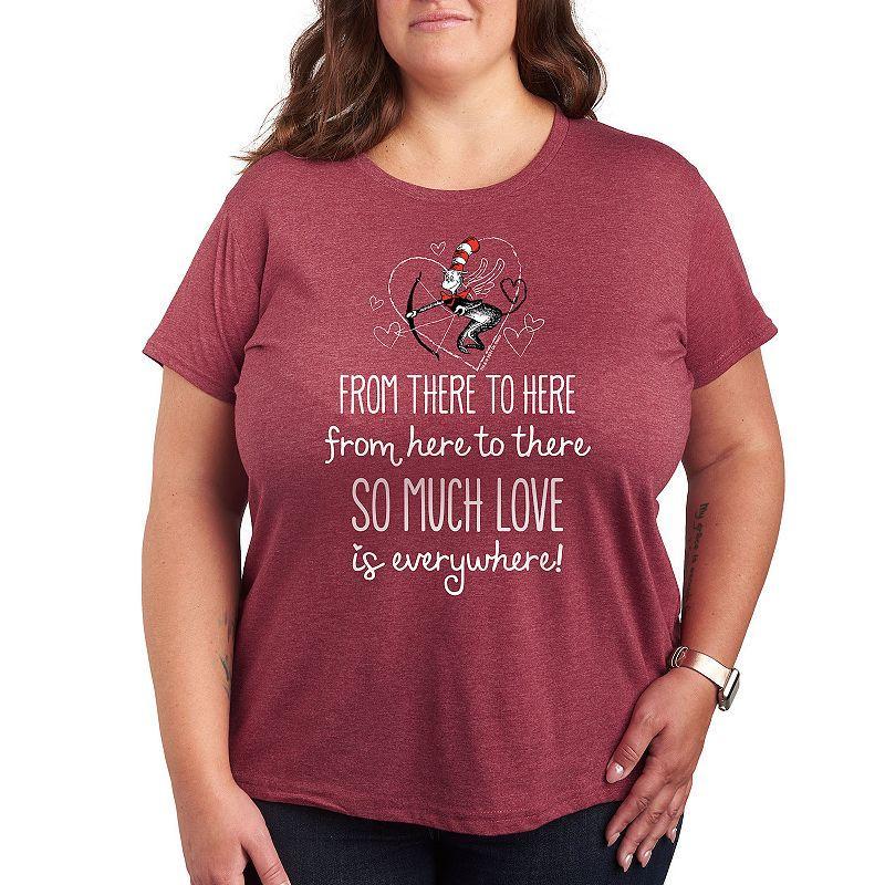 Plus Size Dr. Seuss Love Is Everywhere Graphic Tee, Womens Grey Dark Red Product Image