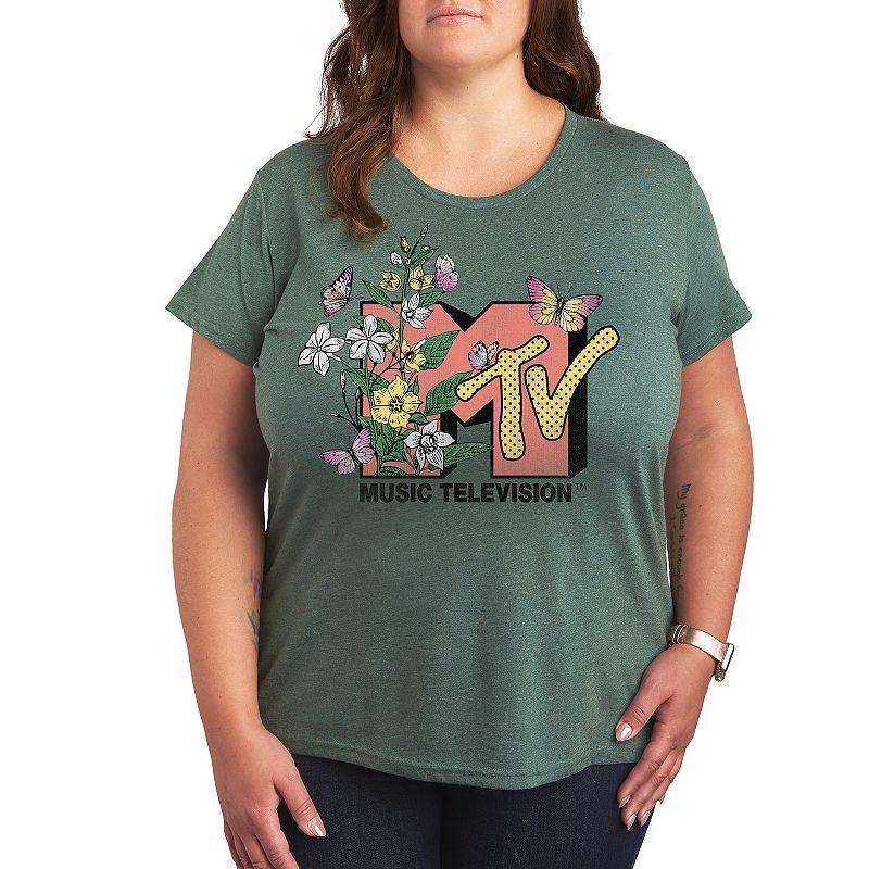 Plus MTV Botanical Art Graphic Tee, Womens Product Image