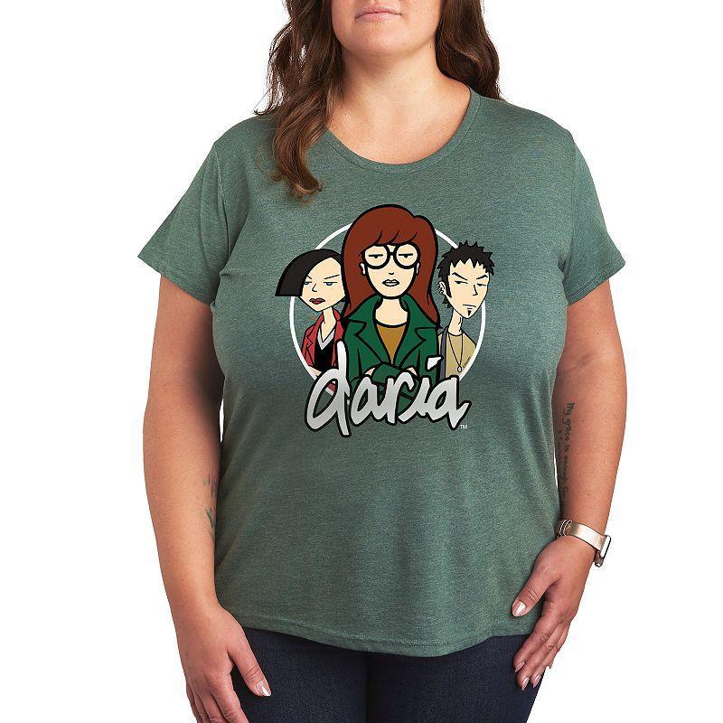 Plus Daria Daria Jane Trent Graphic Tee, Girls Grey Green Product Image